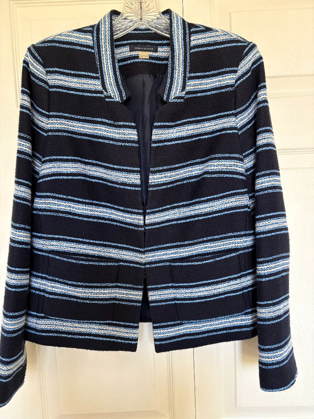 Tommy Hilfiger Navy & Blue Striped Tweed Blazer - Size 8